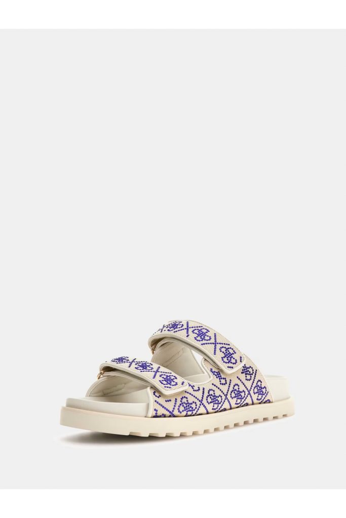 GUESS Fadeliza 4G Taş Logolu Cırt Cırtlı Bayan Terlik FLJFDZFAB19 - EKRU