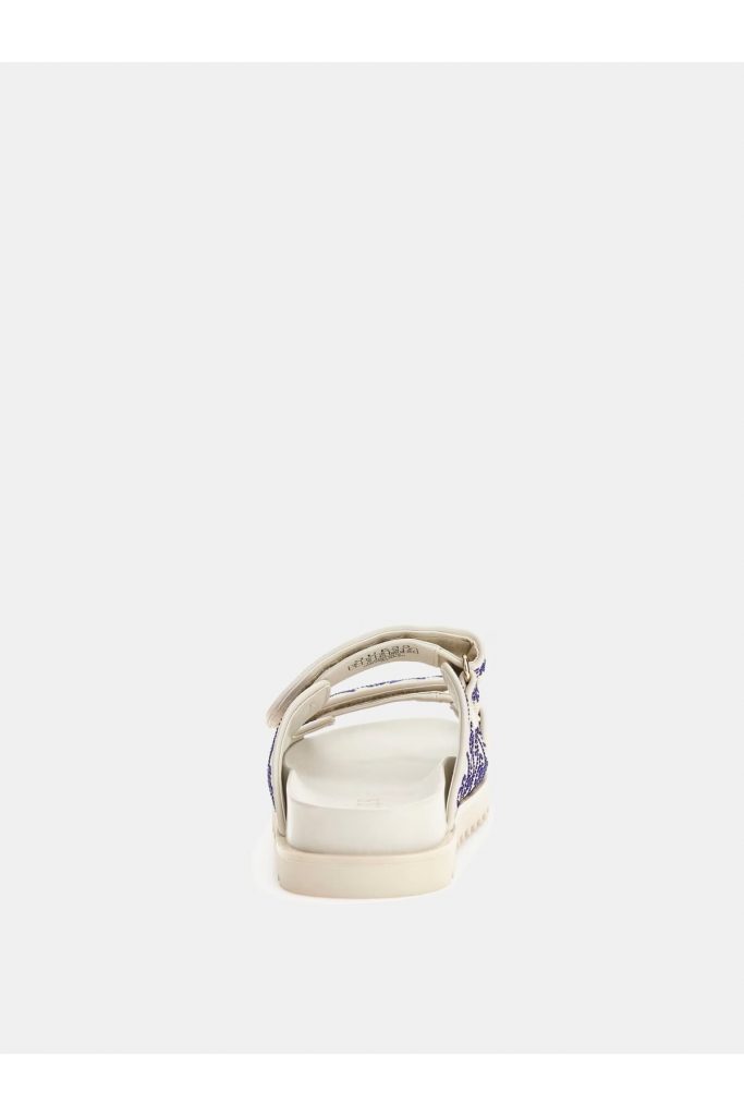 GUESS Fadeliza 4G Taş Logolu Cırt Cırtlı Bayan Terlik FLJFDZFAB19 - EKRU