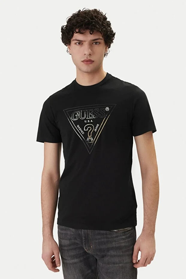 GUESS Bisiklet Yaka Kısa Kollu Üçgen Logolu T-shirt  M6GI11K2992