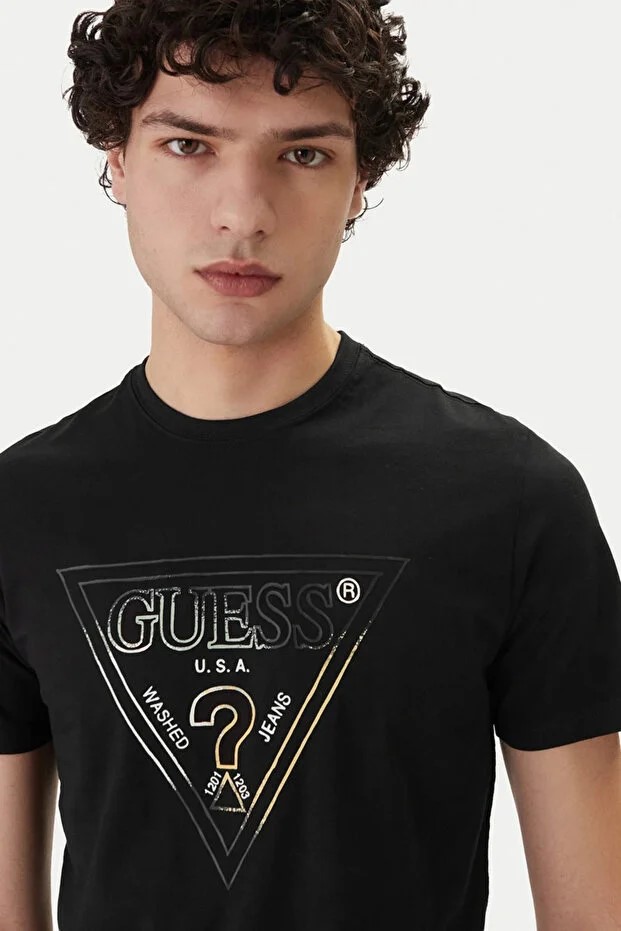 GUESS Bisiklet Yaka Kısa Kollu Üçgen Logolu T-shirt  M6GI11K2992