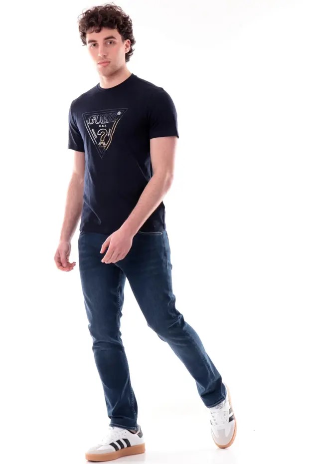 GUESS Bisiklet Yaka Kısa Kollu Üçgen Logolu T-shirt  M6GI11K2992 - Lacivert