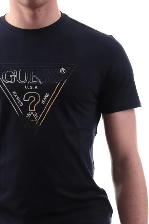 GUESS Bisiklet Yaka Kısa Kollu Üçgen Logolu T-shirt  M6GI11K2992 - Lacivert