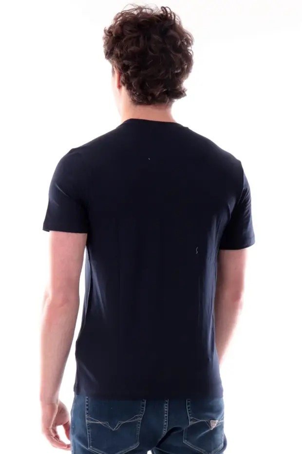 GUESS Bisiklet Yaka Kısa Kollu Üçgen Logolu T-shirt  M6GI11K2992 - Lacivert