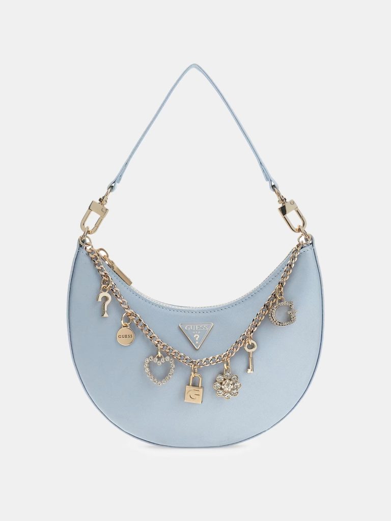 GUESS Tasmin Charm Aplike Hobo Çanta HWES9931720 - MAVİ