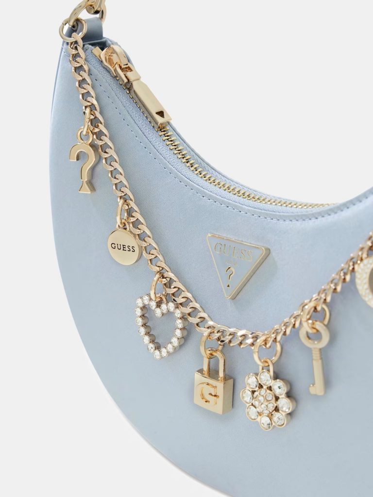 GUESS Tasmin Charm Aplike Hobo Çanta HWES9931720 - MAVİ