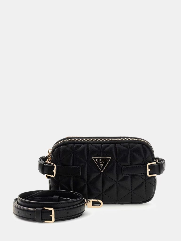 GUESS Paisleigh Kapitone Mini Çapraz Çanta HWQG9883740 - Siyah