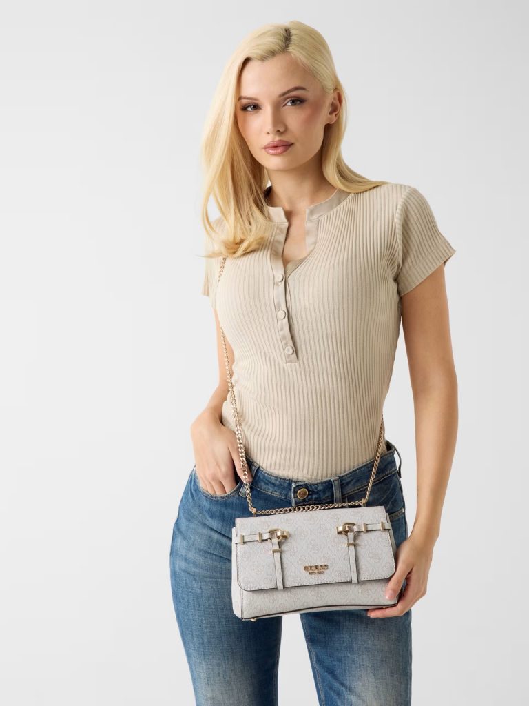 GUESS Leona Logo Çapraz Askılı Çanta HWSG9917210 - kemik