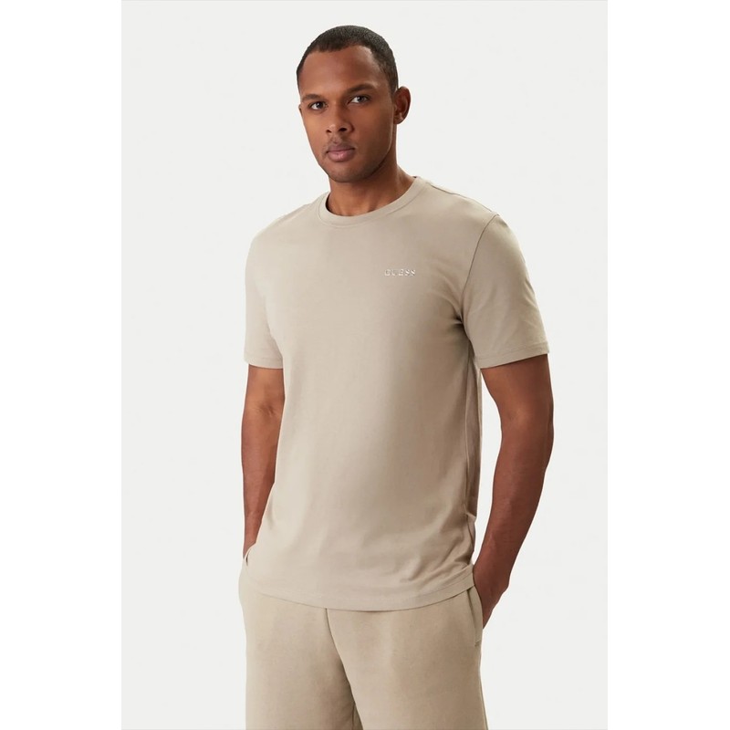 GUESS Pamuklu Regular Fit Logolu Bisiklet Yaka Erkek T Shirt  Z6RI17I3Z14 - BEJ