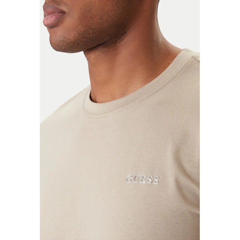 GUESS Pamuklu Regular Fit Logolu Bisiklet Yaka Erkek T Shirt  Z6RI17I3Z14 - BEJ