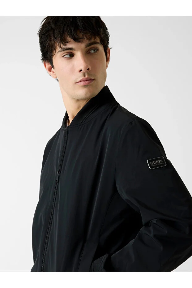 GUESS  Esnek Katlanabilir Bomber Erkek Siyah Ceket M6RL09WJ362 - Siyah