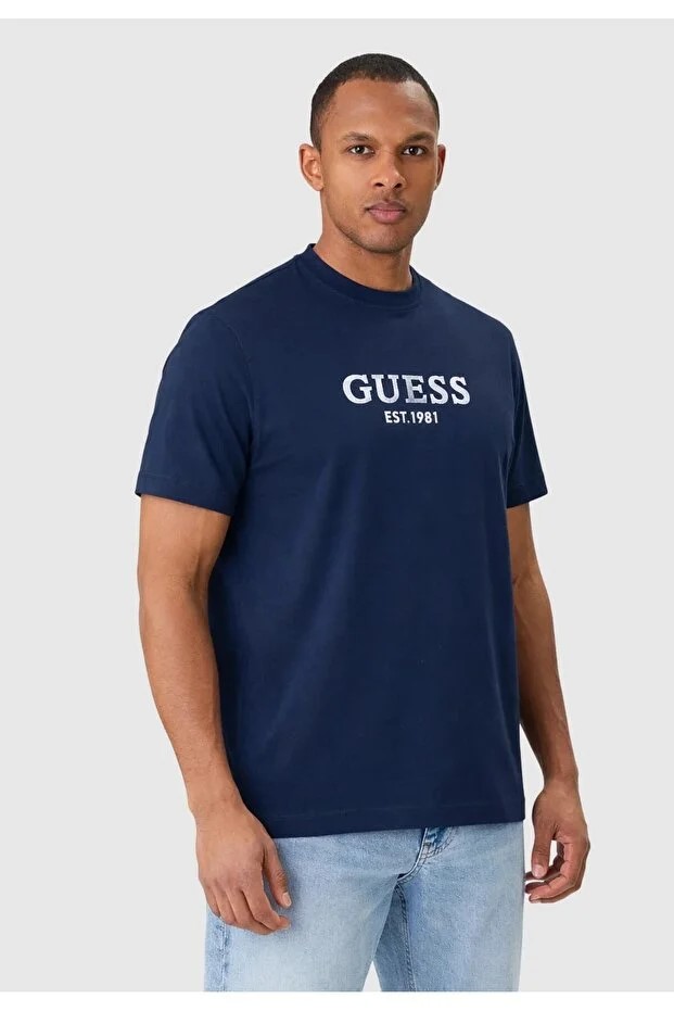 GUESS Jersey Erkek Regular Fit T-Shirt M6GI16K3032 - Lacivert