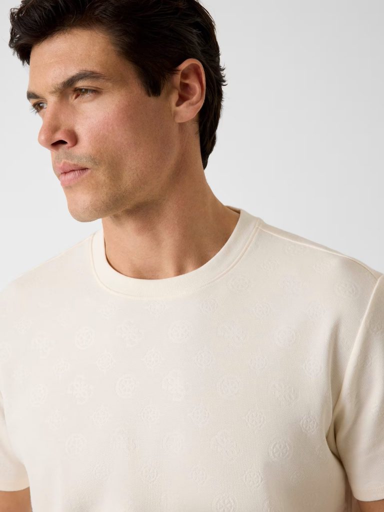 GUESS Kabartmalı Logolu Tişört M6GP26K3177 - KREM