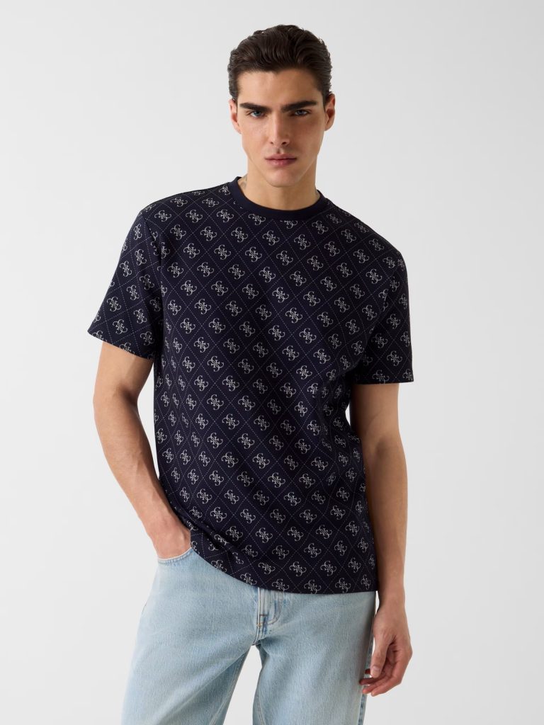 GUESS Jacquard Logo T-Shirt M6GP34K3200 - Lacivert