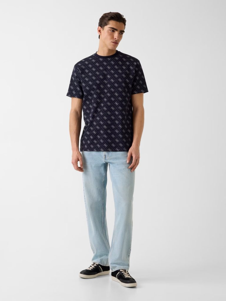 GUESS Jacquard Logo T-Shirt M6GP34K3200 - Lacivert