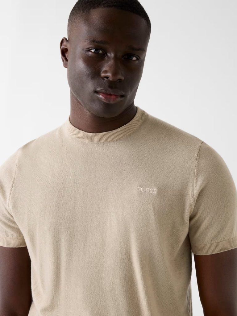 GUESS Logo Örme Tişört M6GR03Z0556 - BEJ
