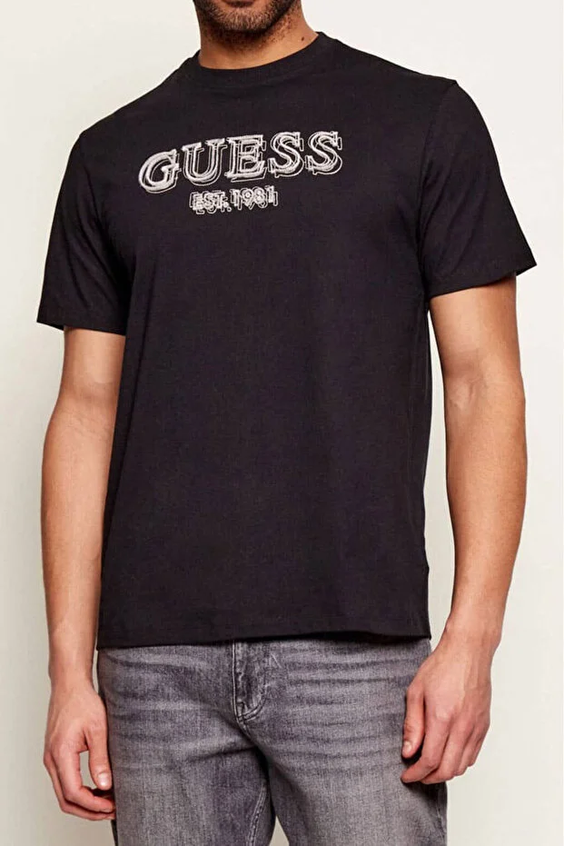 GUESS Nakışlı Logo Tişört  M6RI22K8FQ4 - Siyah