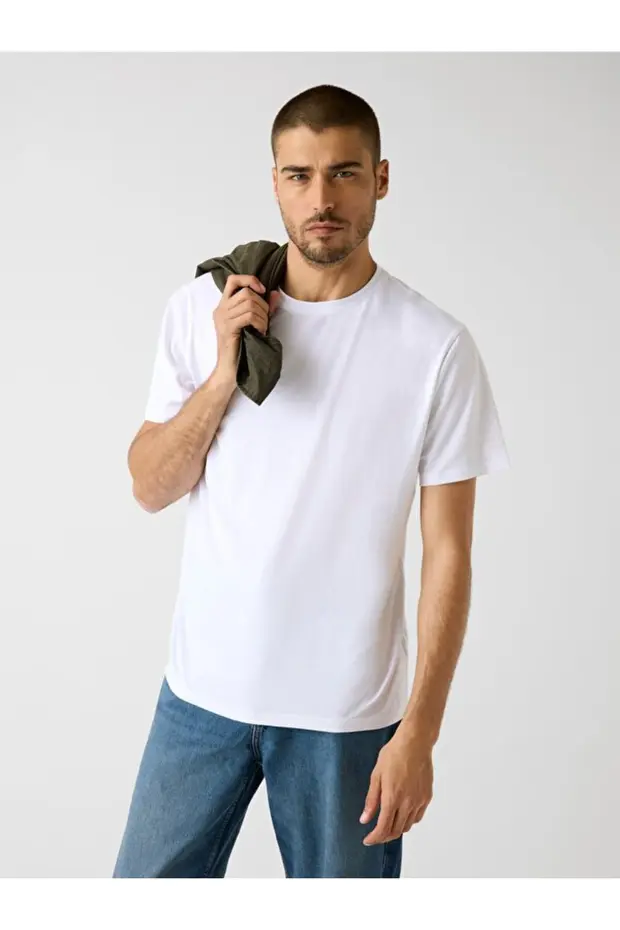 GUESSArm Erkek Modal Karışımlı Regular Fit T-Shirt M6RI62JR06K - Beyaz