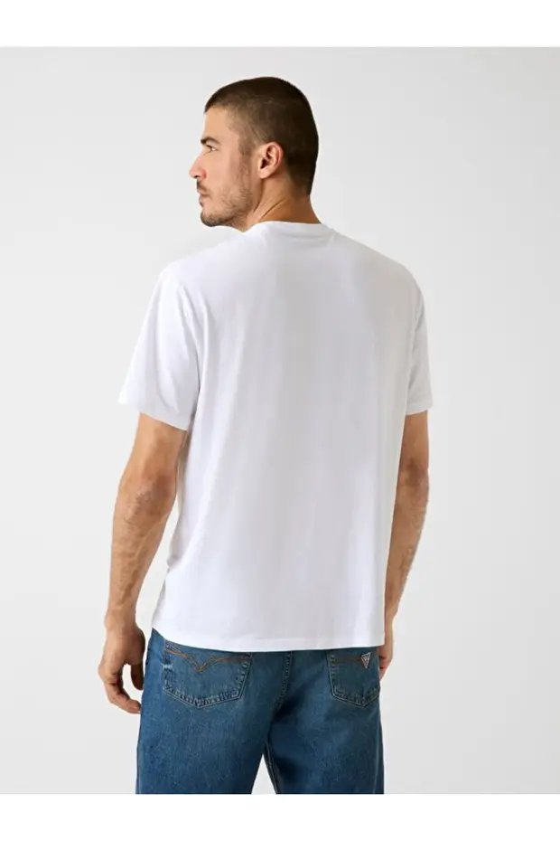 GUESSArm Erkek Modal Karışımlı Regular Fit T-Shirt M6RI62JR06K - Beyaz