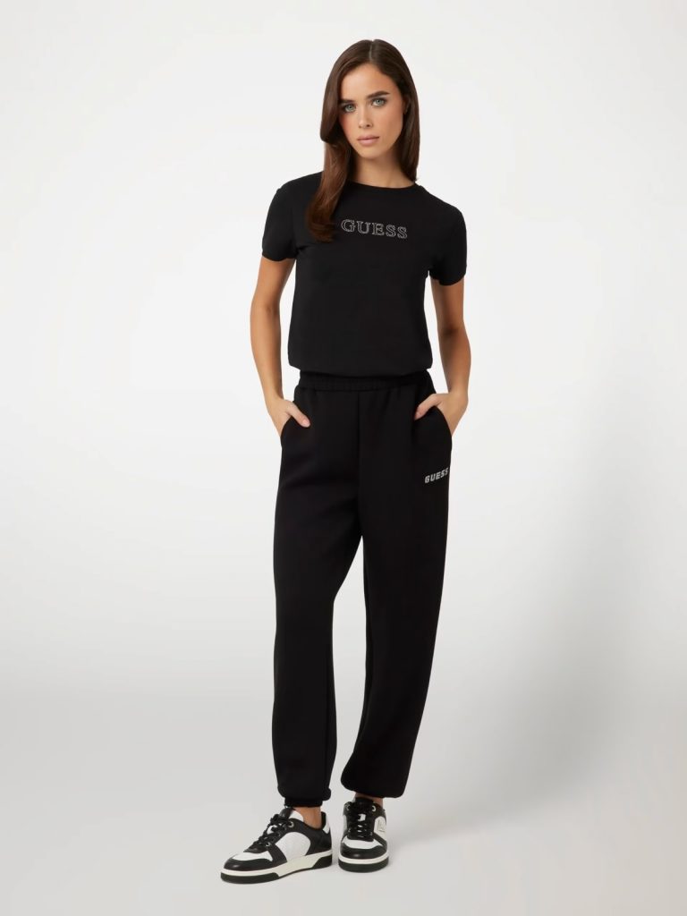 GUESS Rhinestones Logolu Tişört V3BI11J1314 - Siyah