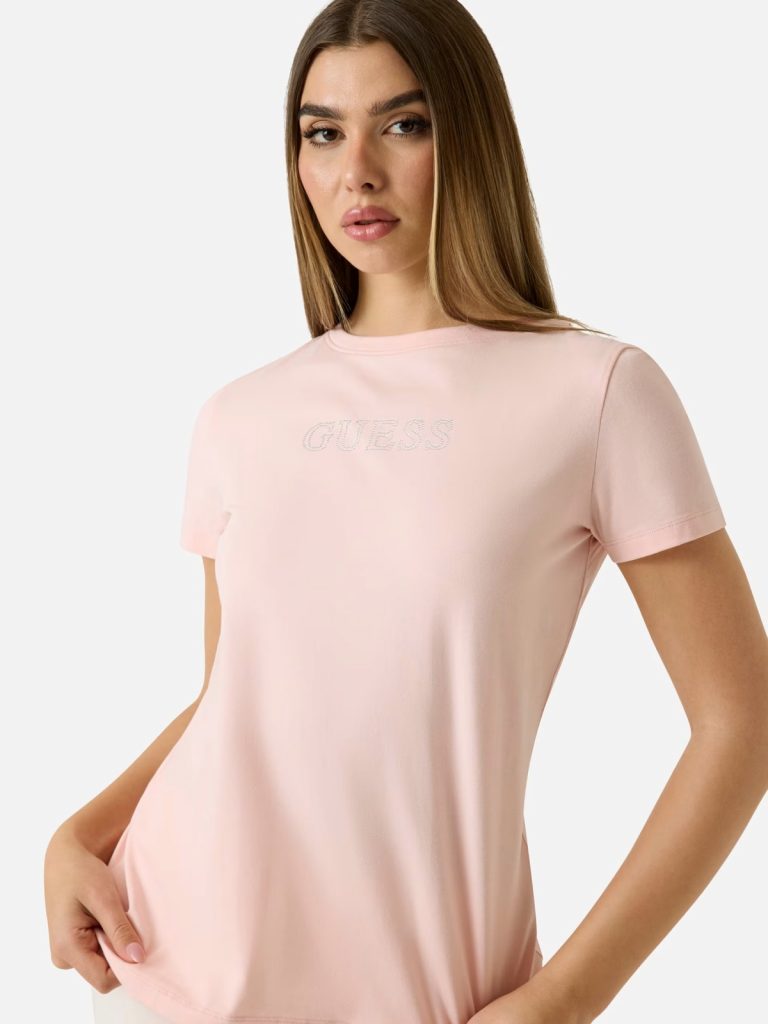 GUESS Rhinestones Logolu Tişört V3BI11J1314 - pembe