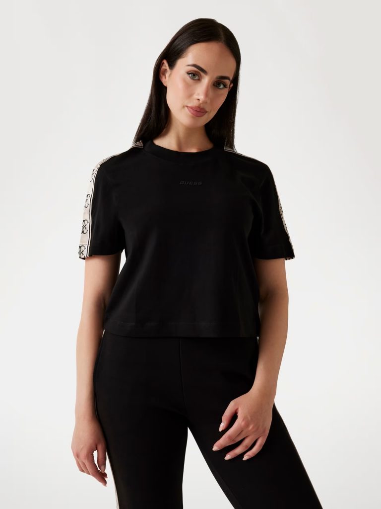 GUESS Logo Bantlı Kısa Tişört  V3RI08I3Z14 - Siyah