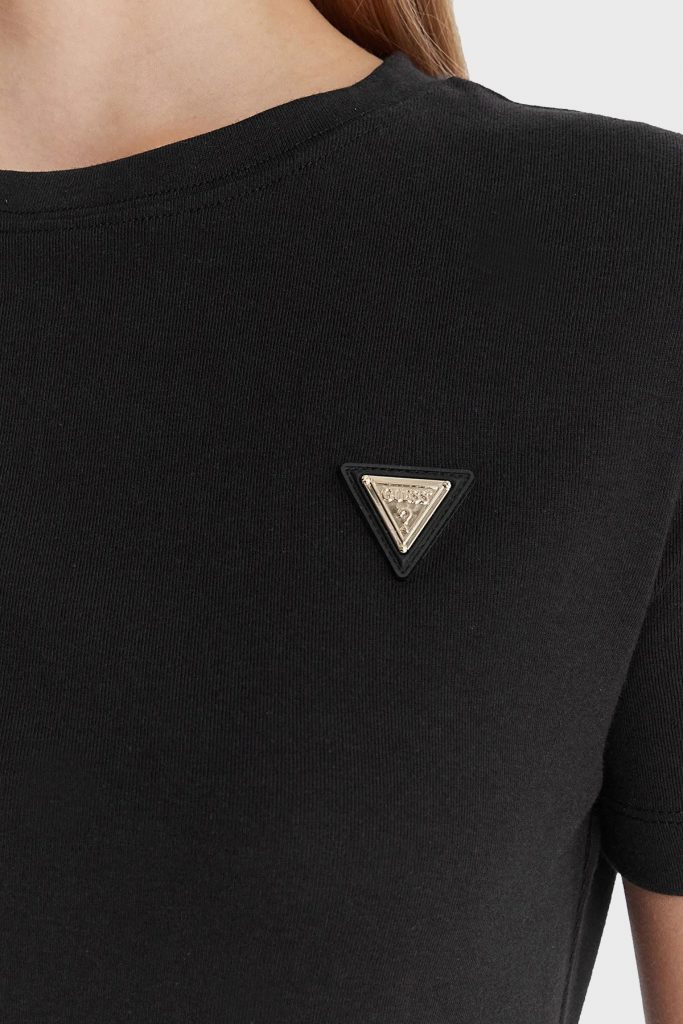 GUESS Üçgen Logolu T-shirt V6RI17KD741 - Siyah