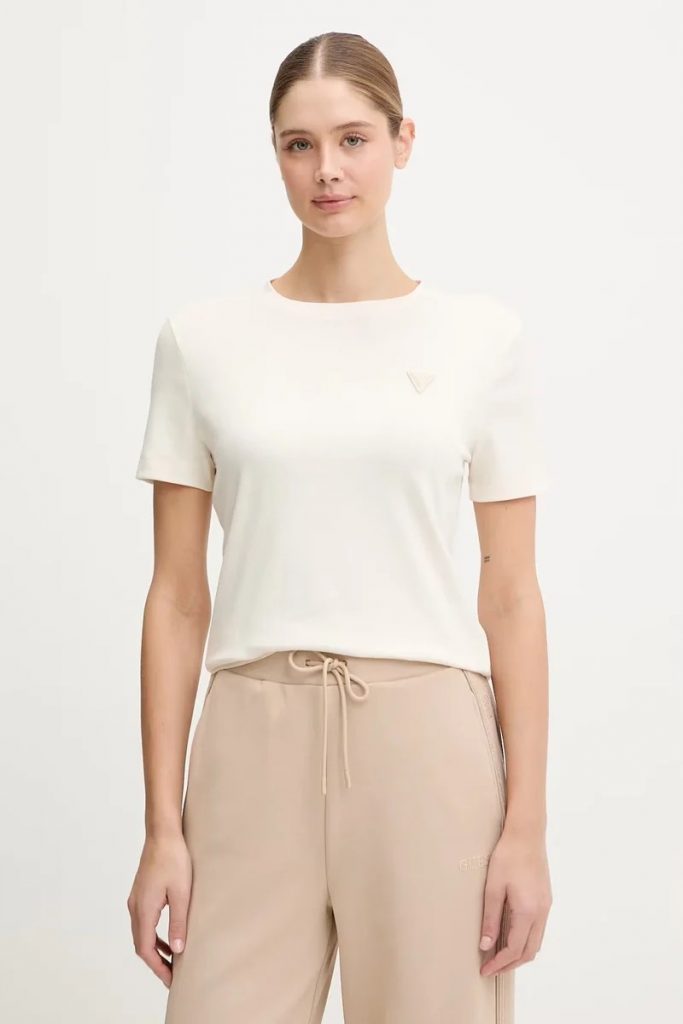 GUESS Üçgen Logolu T-shirt V6RI17KD741 - Beyaz