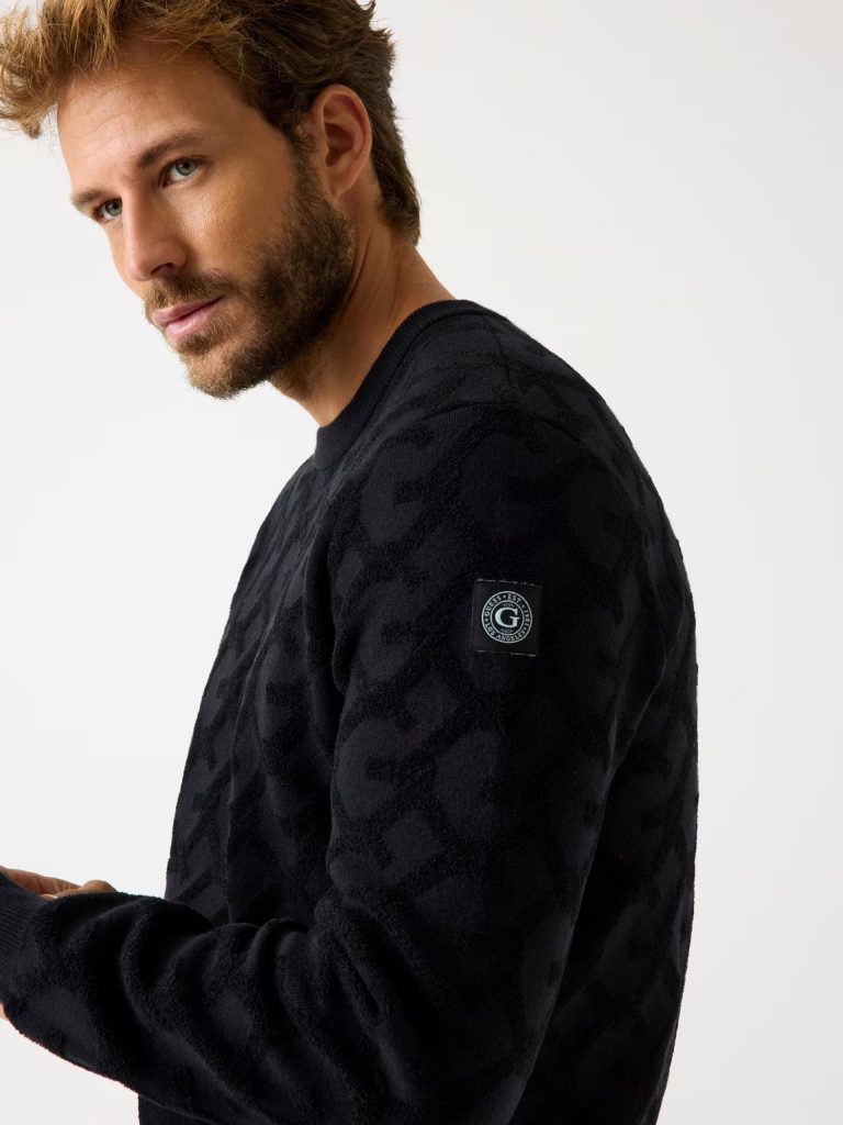 GUESS Kabartma Jakarlı Logolu Triko Kazak M5BR19Z0470