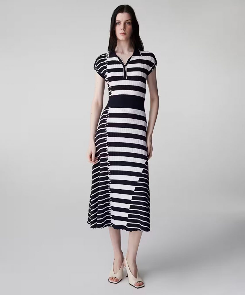 İPEKYOL Çizgili Triko Elbise IS1260002183 - Lacivert