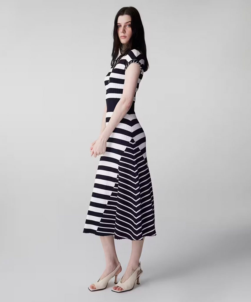 İPEKYOL Çizgili Triko Elbise IS1260002183 - Lacivert