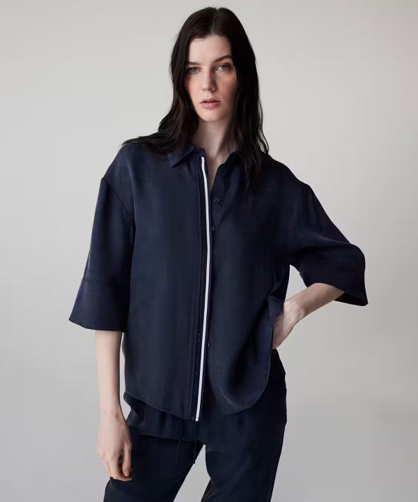 İPEKYOL Kontrast Biyeli Hotfix Baskılı Gömlek IS1260025153