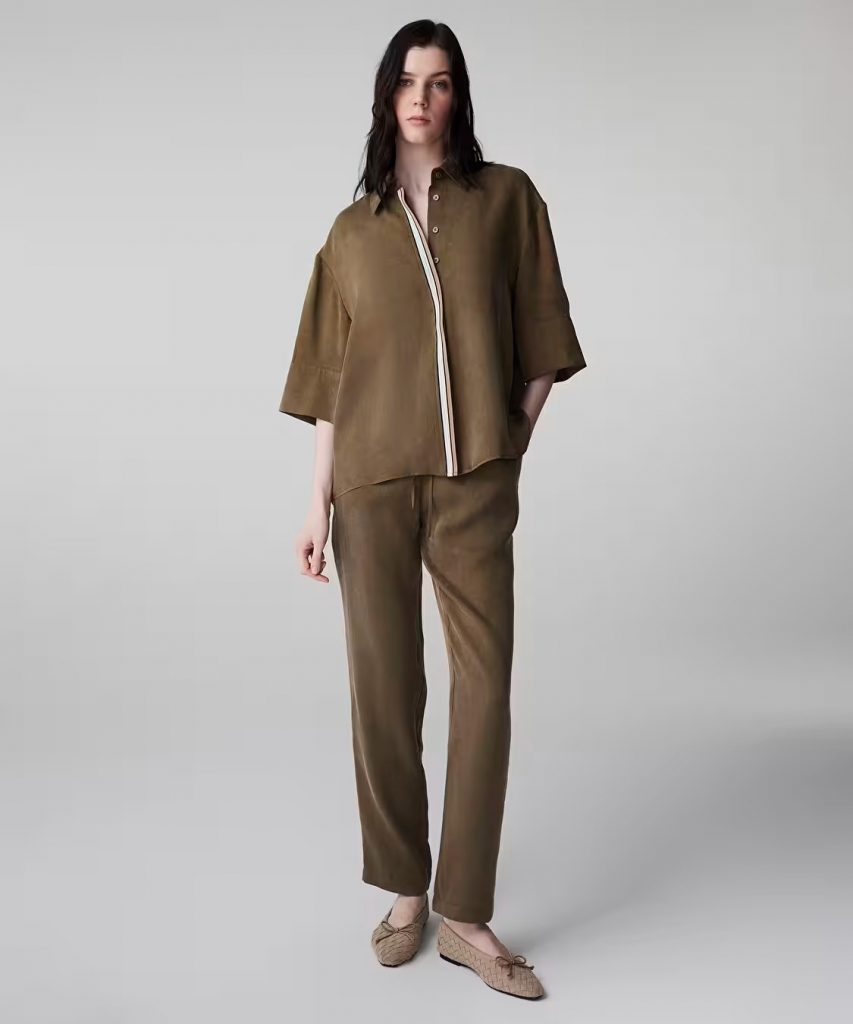 İPEKYOL Kontrast Biyeli Hotfix Baskılı Gömlek IS1260025153 - HAKİ