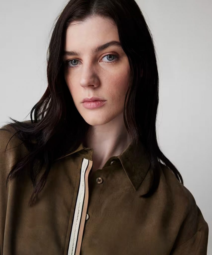 İPEKYOL Kontrast Biyeli Hotfix Baskılı Gömlek IS1260025153 - HAKİ