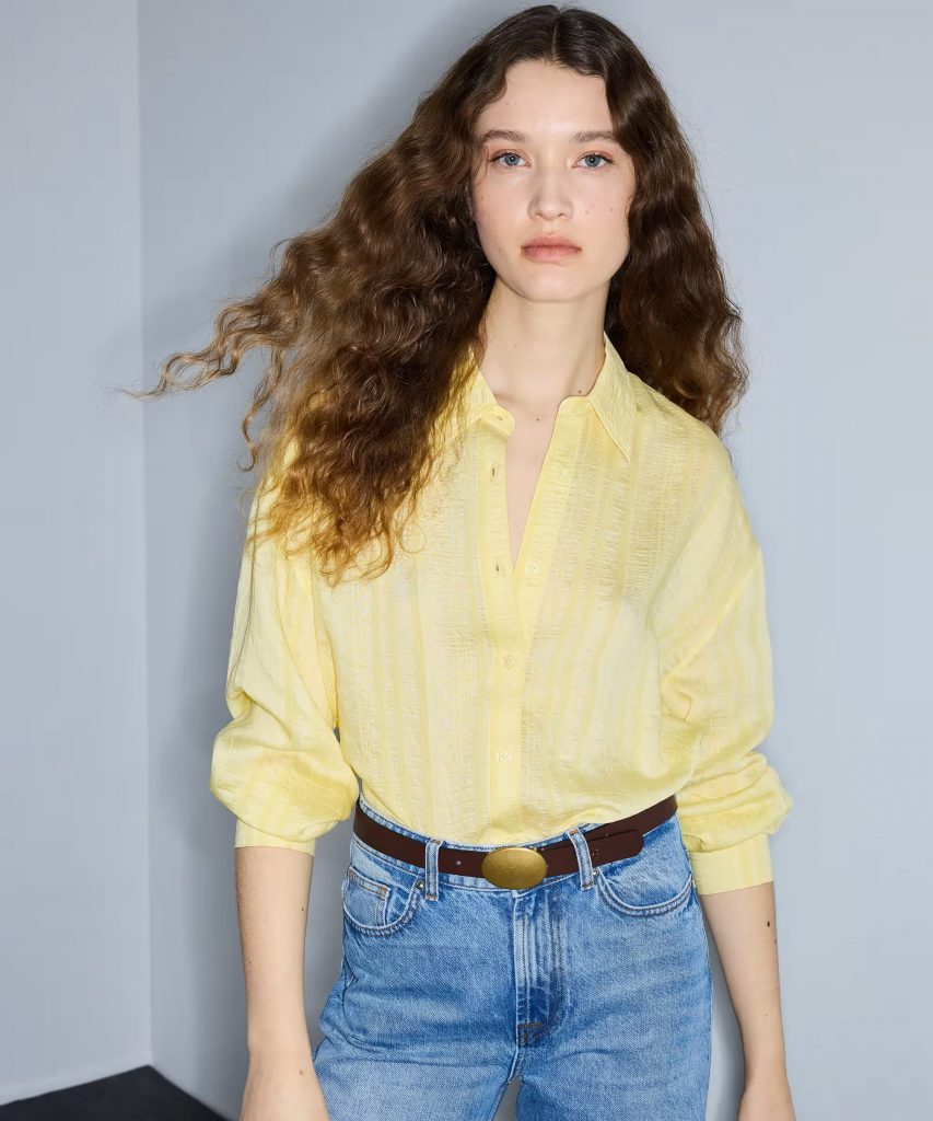 İPEKYOL Dokulu Cutout Gömlek IS1260025252 - SARI