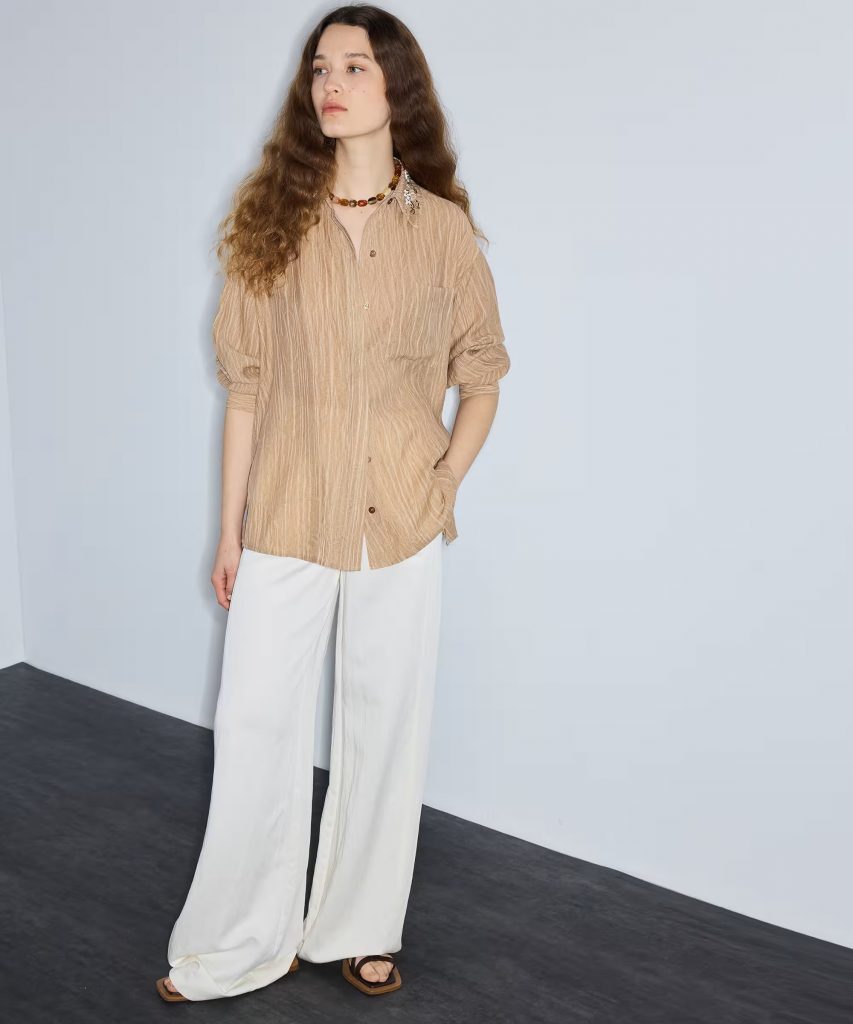 İPEKYOL Nakışlı ve İşlemeli Gömlek IS1260025254 - naturel