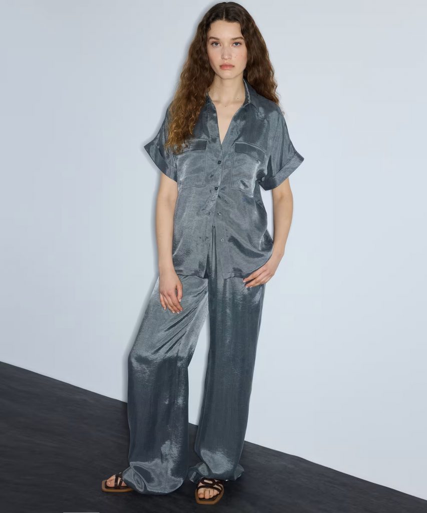 İPEKYOL Parlak Dokulu Rahat Kesim Gömlek IS1260025255 - GRİ