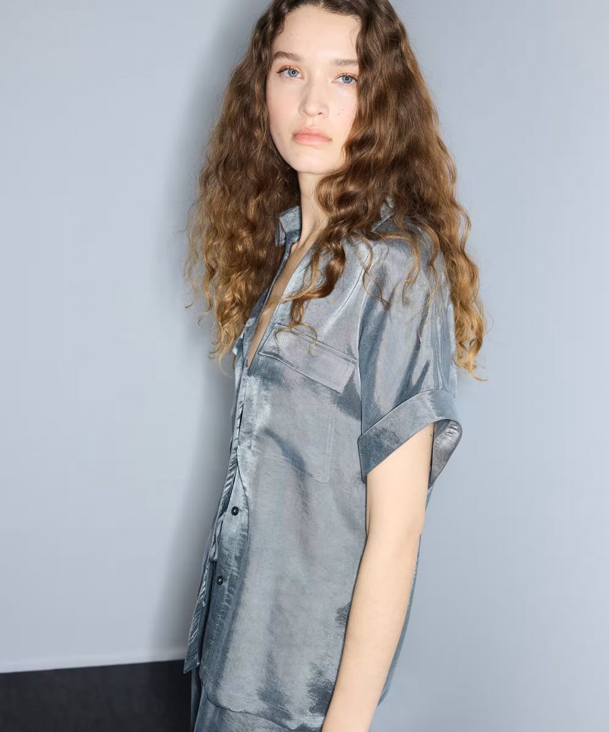 İPEKYOL Parlak Dokulu Rahat Kesim Gömlek IS1260025255 - GRİ