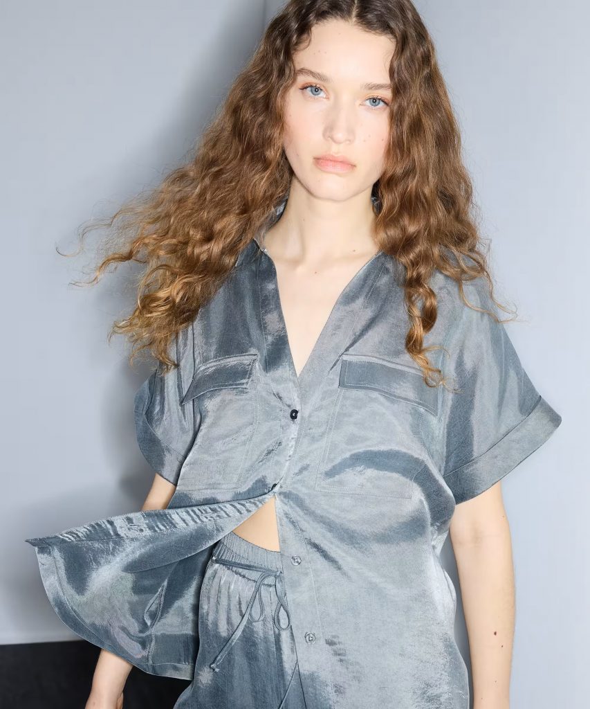 İPEKYOL Parlak Dokulu Rahat Kesim Gömlek IS1260025255 - GRİ