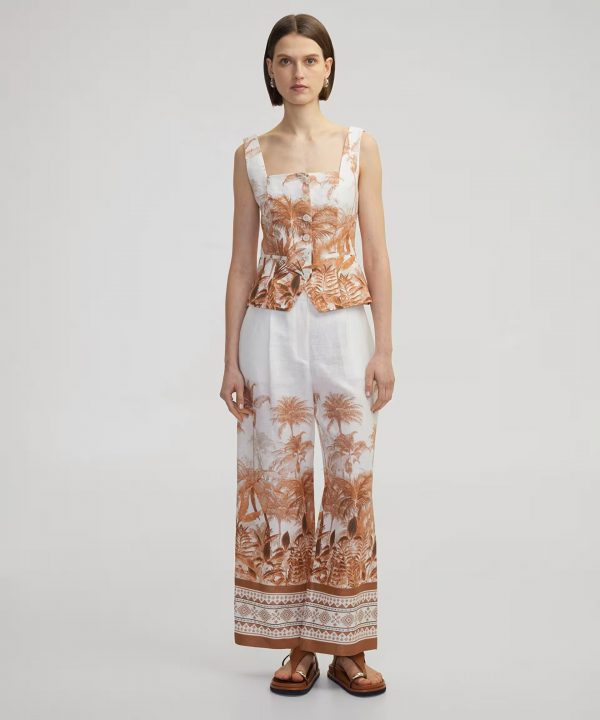 İPEKYOL Desenli keten pantolon IS1250003213