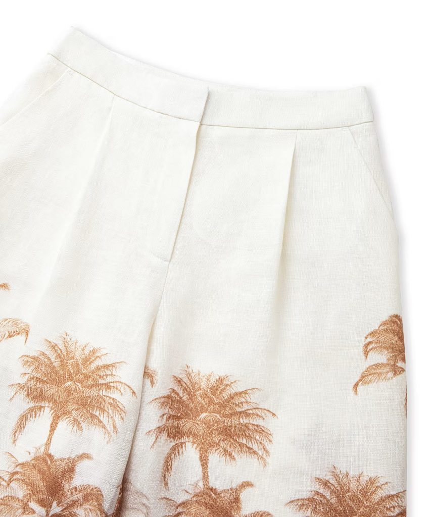 İPEKYOL Desenli keten pantolon IS1250003213 - EKRU