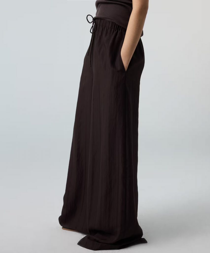 İPEKYOL Çizgili Wide Leg Pantolon IS1260003193 - kahve