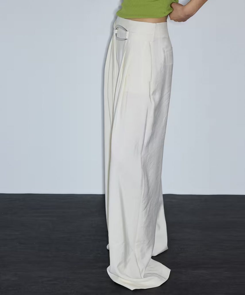 İPEKYOL Metal Tokalı Kuşaklı Pantolon IS1260003244 - Beyaz