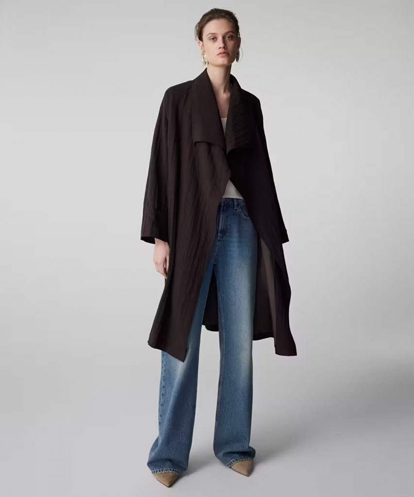 İPEKYOL Kuşaklı Teknik Kumaş Pardösü IS1260011023 - kahve