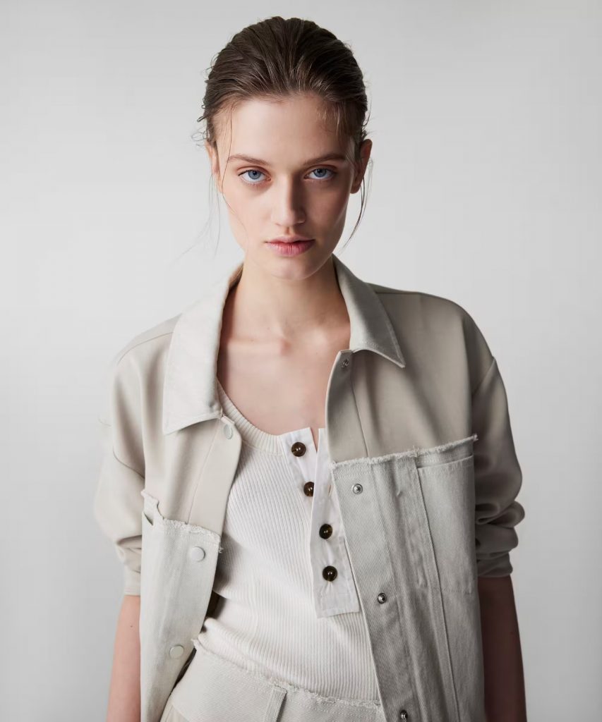 İPEKYOL Kumaş Mix Raw Edge Sweatshirt IS1260091009 - BEJ