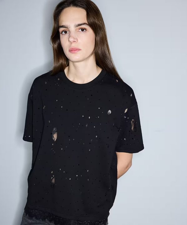 İPEKYOL Eskitme Efektli Kumaş Mix Tişört IS1260070098