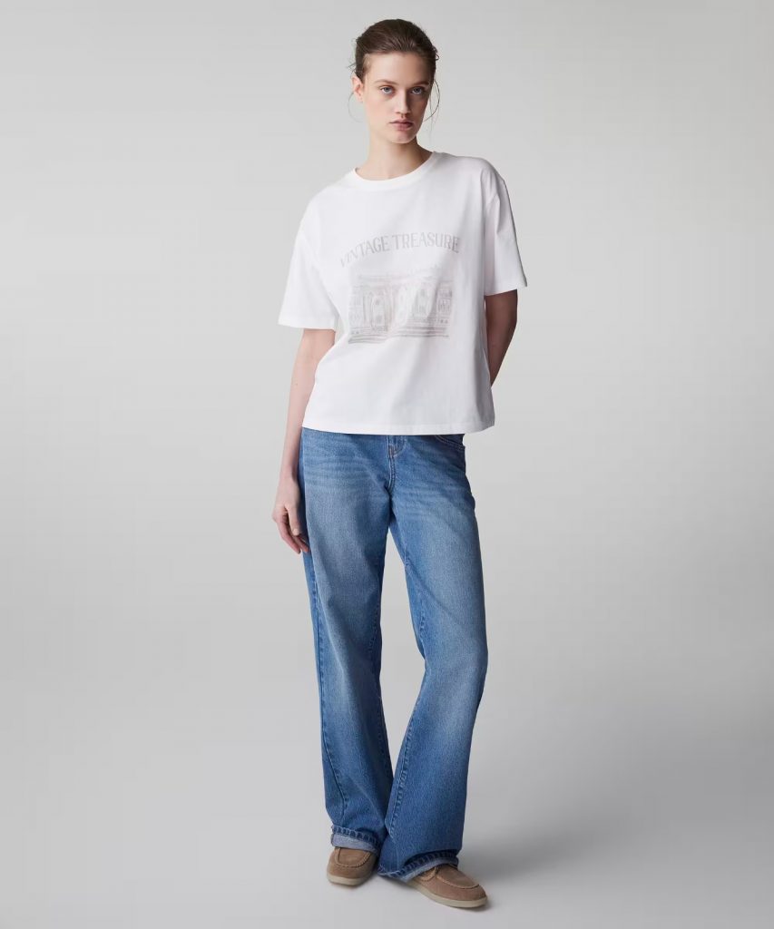 İPEKYOL Havyar Baskılı Tişört IS1260070108 - KIR.BEYAZ