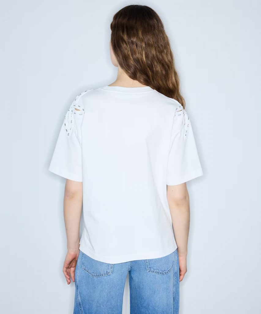 İPEKYOL Nakışlı ve Aplikeli Cutout Tişört IS1260070214 - Beyaz