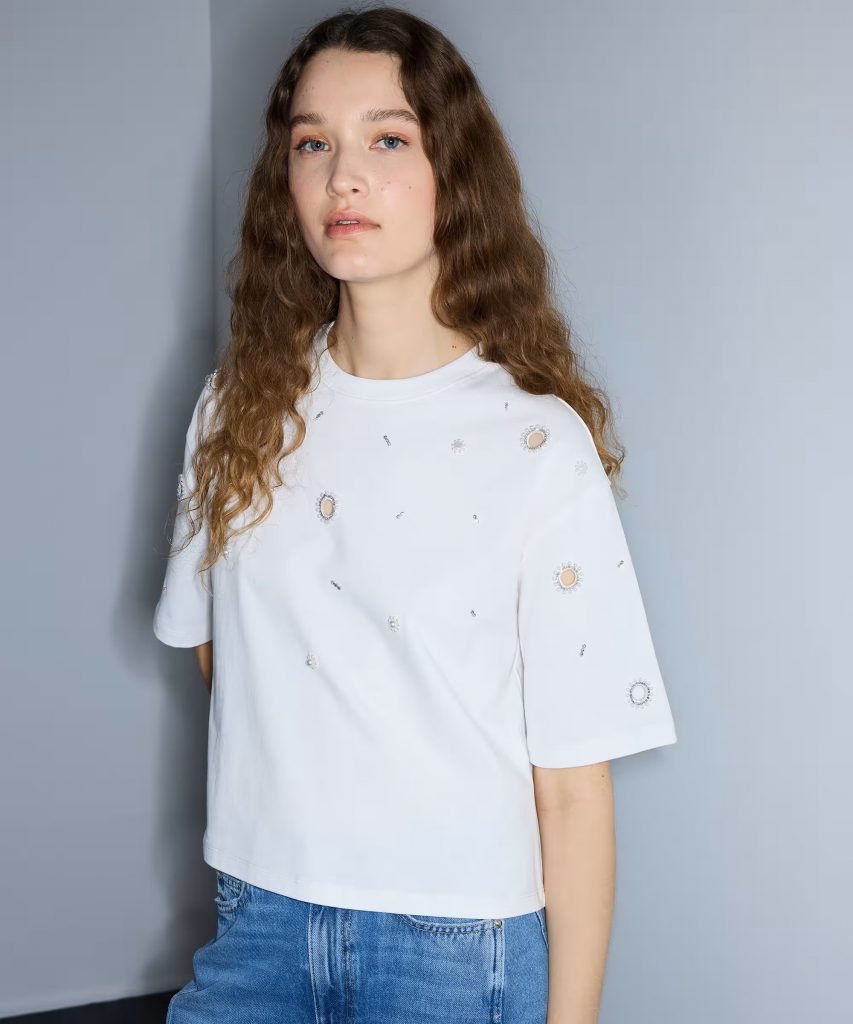 İPEKYOL Karma Aksesuarlı Cutout Tişört  IS1260070230 - Beyaz