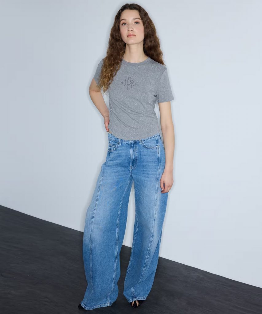 İPEKYOL Hotfix Baskılı Büzgülü Tişört IS1260070233 - GRİ