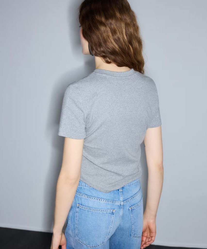 İPEKYOL Hotfix Baskılı Büzgülü Tişört IS1260070233 - GRİ